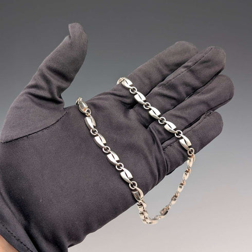 Vintage Sterling Silver Modernist Link Chain Necklace, 43cm, 32g