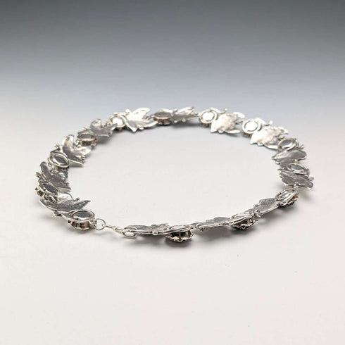 Vintage Sterling Silver Rose Flower Chain Necklace, 43cm, 65g