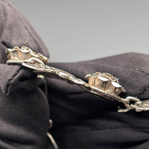 復古 純銀製 玫瑰花鏈條 項鍊43cm 65g