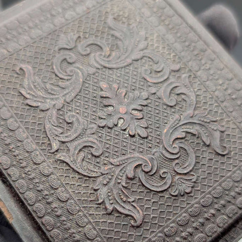 British antique, Ambrotype photograph of a man, housed in a leather case.