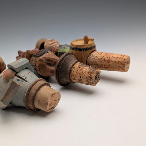 ドイツ ヴィンテージ 可動人形型 木製ボトルストッパー 3種②