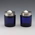 1905 Antique British Silver Lid & Cobalt Glass Inkwell Pair, CS Harris & Sons Ltd.