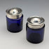 1905 Antique British Silver Lid & Cobalt Glass Inkwell Pair, CS Harris & Sons Ltd.