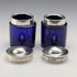 1905 Antique British Silver Lid & Cobalt Glass Inkwell Pair, CS Harris & Sons Ltd.