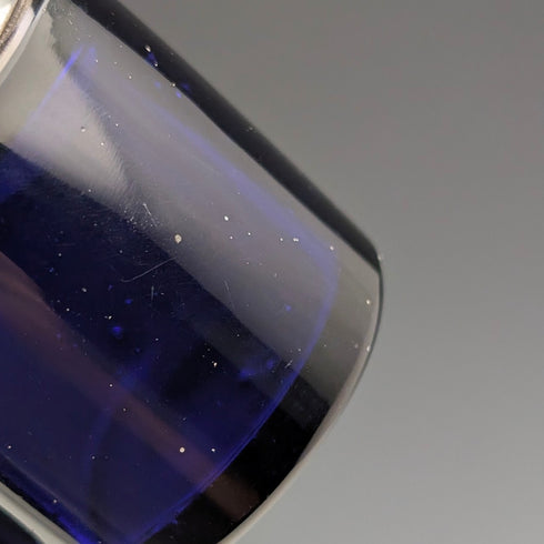 1905 Antique British Silver Lid & Cobalt Glass Inkwell Pair, CS Harris & Sons Ltd.