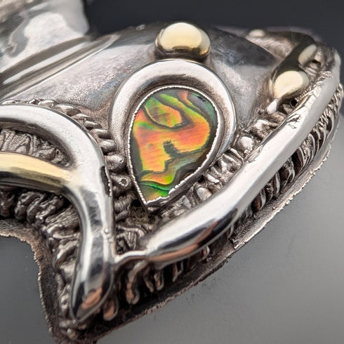 Early 20th Century Silver Overlay & Avalon Decorated Frosted Glass Perfume Bottle, DOMAR