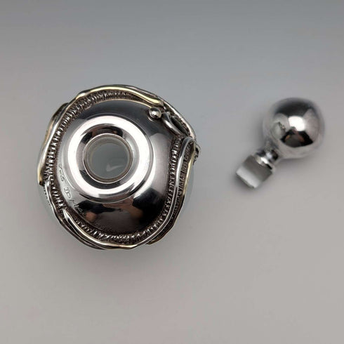 Early 20th Century Silver Overlay & Avalon Decorated Frosted Glass Perfume Bottle, DOMAR