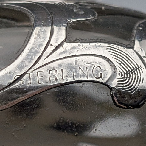 Vintage American Art Nouveau Silver Overlay Glass Perfume Bottle