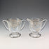 Vintage US Silver Overlay Sugar Bowl & Cream Jug, Silver City Glass Co.
