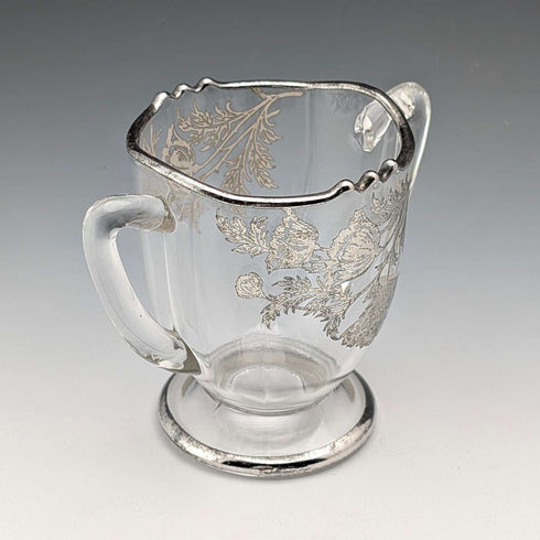 米国ヴィンテージ シルバーオーバーレイ シュガーボウル&クリームジャグ Silver City Glass Co