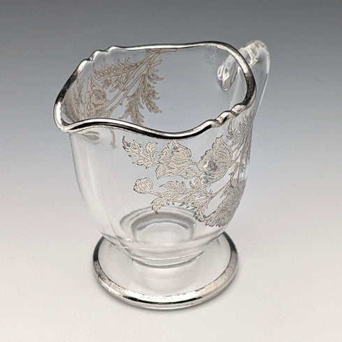 米国ヴィンテージ シルバーオーバーレイ シュガーボウル&クリームジャグ Silver City Glass Co