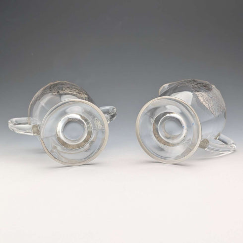 米国ヴィンテージ シルバーオーバーレイ シュガーボウル&クリームジャグ Silver City Glass Co