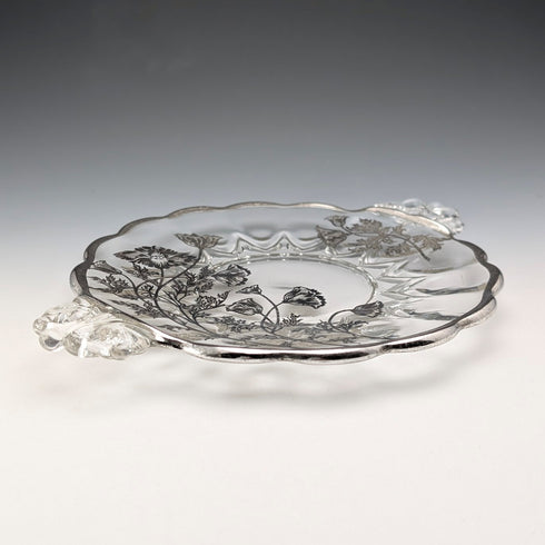 米国ヴィンテージ シルバーオーバーレイ スモールディッシュ 直径18cm Silver City Glass Co
