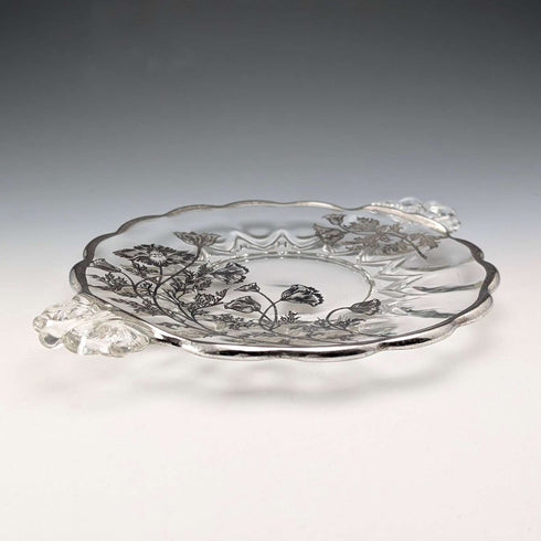 美國復古銀覆蓋小盤 直徑18cm Silver City Glass Co