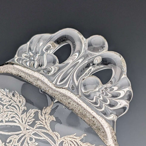 美國復古銀覆蓋小盤 直徑18cm Silver City Glass Co