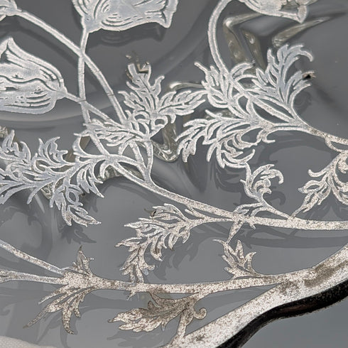 米国ヴィンテージ シルバーオーバーレイ スモールディッシュ 直径18cm Silver City Glass Co