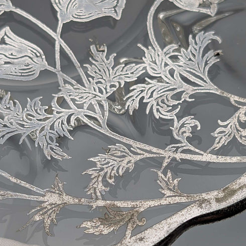 美國復古銀覆蓋小盤 直徑18cm Silver City Glass Co