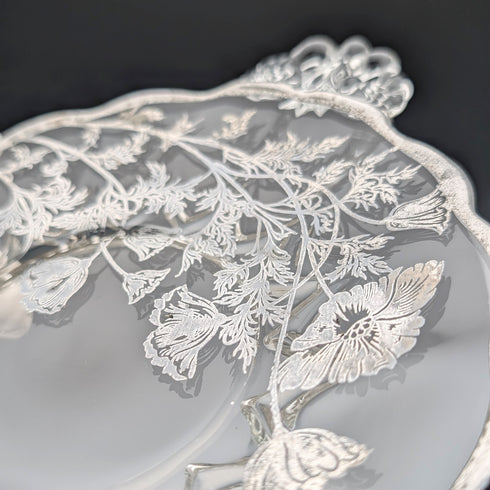 米国ヴィンテージ シルバーオーバーレイ スモールディッシュ 直径18cm Silver City Glass Co
