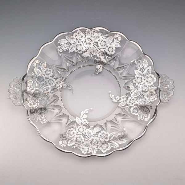 美國復古銀覆蓋大盤 直徑28cm Silver City Glass Co