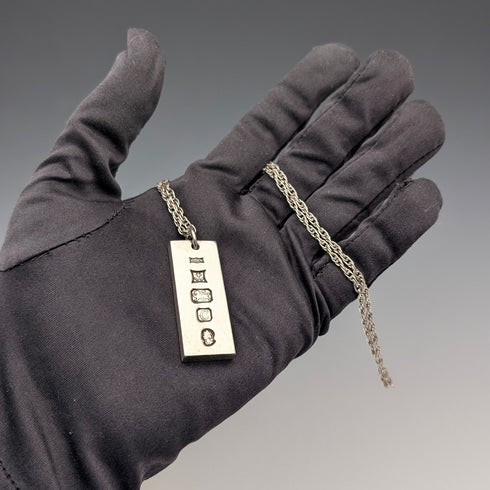 1977年 英国 純銀製 ジュビリー インゴットペンダント純銀ネックレス付 計36g