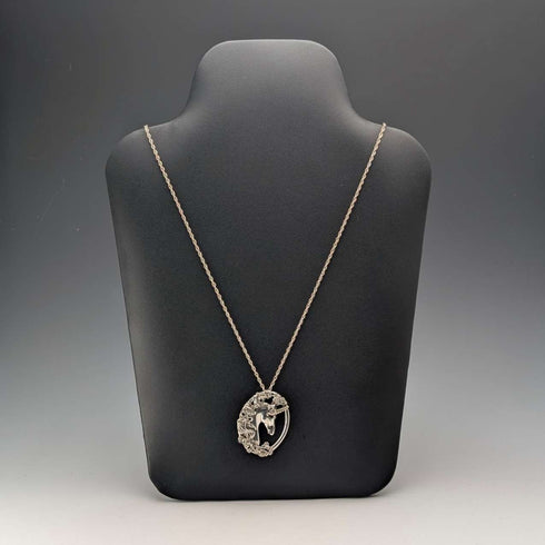 British Vintage Sterling Silver Unicorn Pendant with Sterling Silver Necklace, Total Weight 16.7g