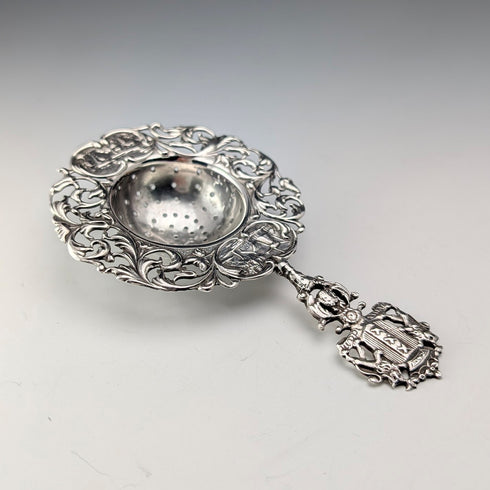 1920s Dutch Antique Silver Tea Strainer, 31g, Hendrick Hoojikass