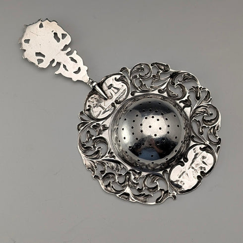 1920s Dutch Antique Silver Tea Strainer, 31g, Hendrick Hoojikass