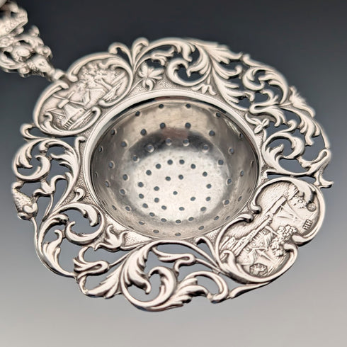 1920s Dutch Antique Silver Tea Strainer, 31g, Hendrick Hoojikass