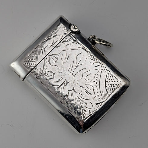 1911 British Antique Sterling Silver Vesta Case 18g Match Case Arthur Barnett & Co