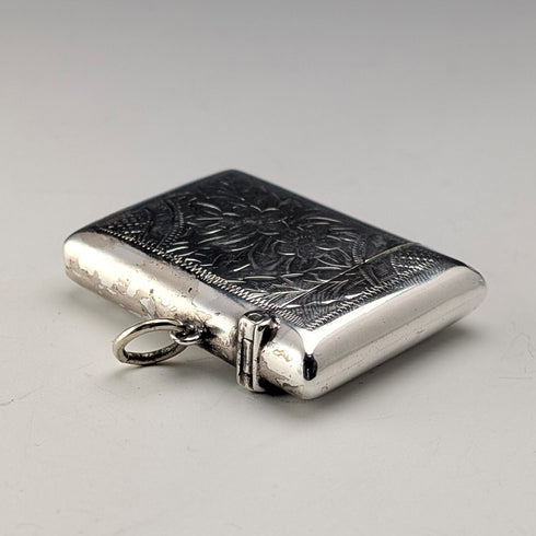 1911 British Antique Sterling Silver Vesta Case 18g Match Case Arthur Barnett & Co