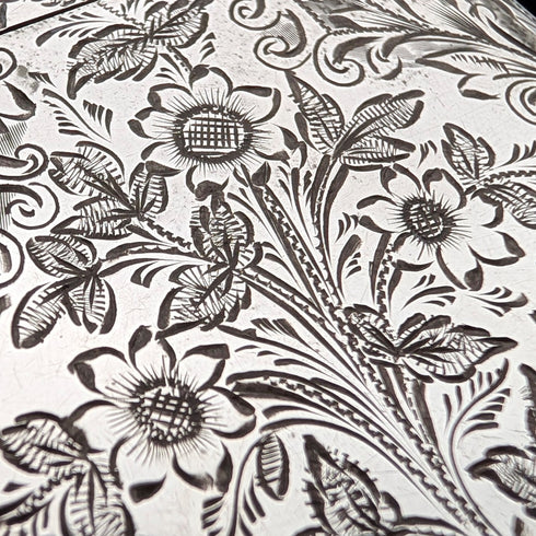 1898 British Antique Scroll-Decorated Sterling Silver Card Case, 79g, Joseph Gloster