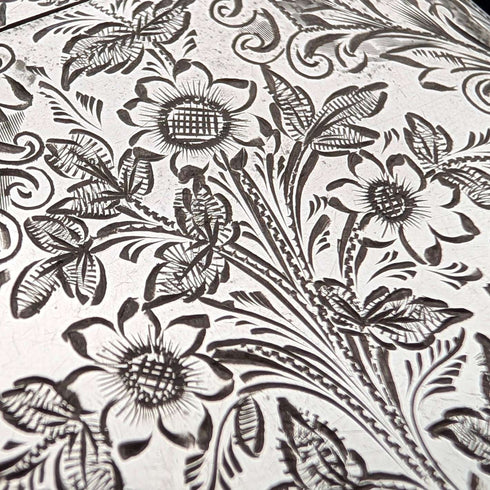 1898 British Antique Scroll-Decorated Sterling Silver Card Case, 79g, Joseph Gloster