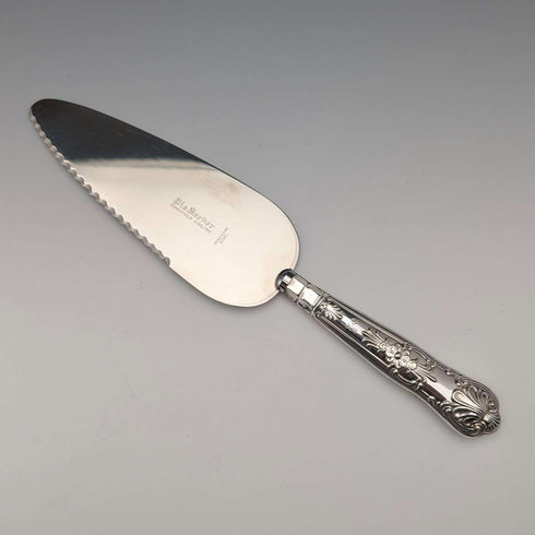 1972 British Vintage Cake Slicer with Sterling Silver Handle, Boxed, Harrison Brothers