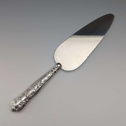 1972 British Vintage Cake Slicer with Sterling Silver Handle, Boxed, Harrison Brothers