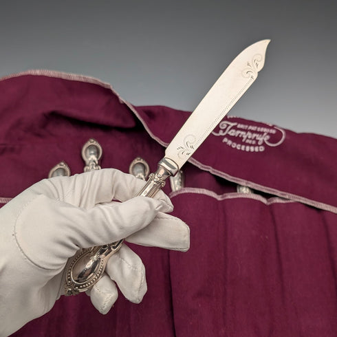 1933年 英國復古 純銀手柄 魚餐具6對 C H Beatson