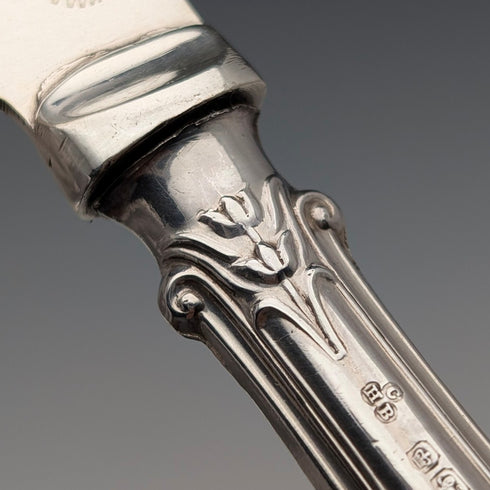 1933年 英國復古 純銀手柄 魚餐具6對 C H Beatson