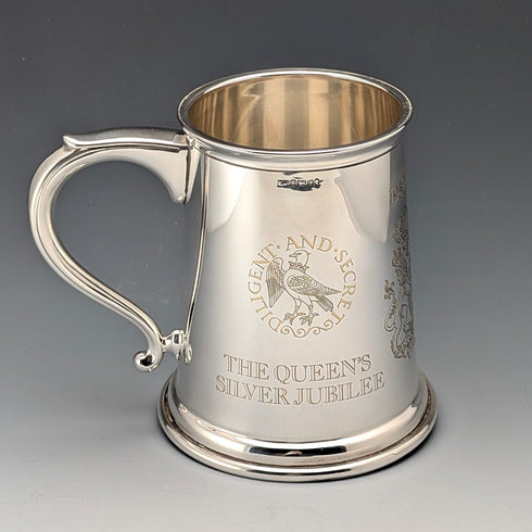 1977年 英国エリザベスⅡ世 シルバージュビリー 純銀製 タンカード 338g Yorkshire Mint