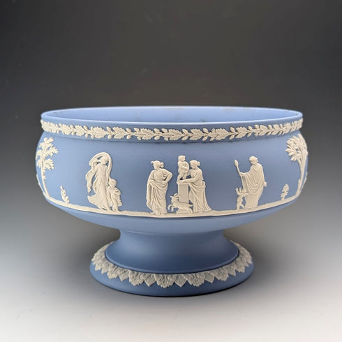 Vintage British Wedgwood Jasperware Large Footed Bowl, Pale Blue