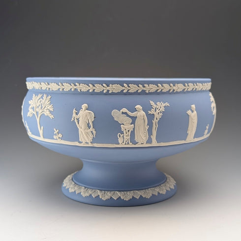 Vintage British Wedgwood Jasperware Large Footed Bowl, Pale Blue