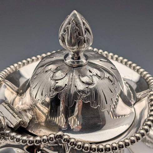 1863 British Antique Silver Plate Tea Set, 3-Piece Set, Thomas Bradbury