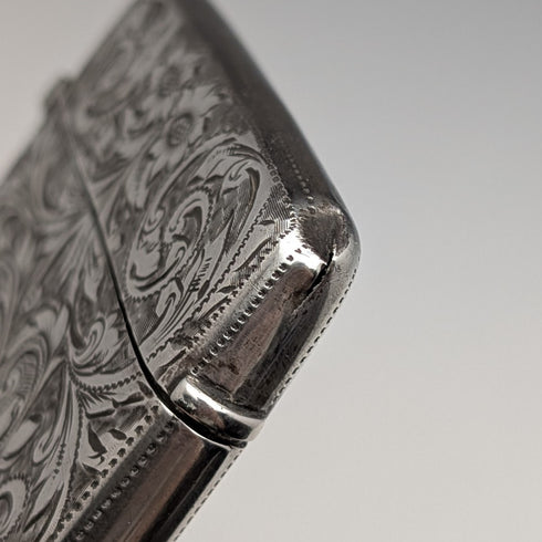 1898 British Antique Scroll-Decorated Sterling Silver Card Case, 79g, Joseph Gloster