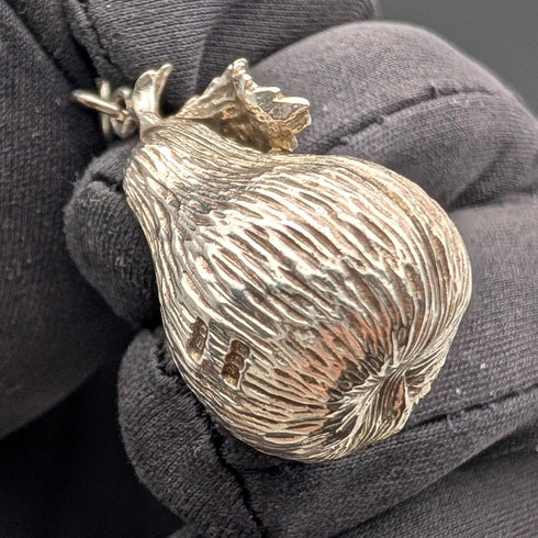 1902年 英國古董 純銀製阿爾伯特鍊 52g 純銀洋梨型懷錶墜