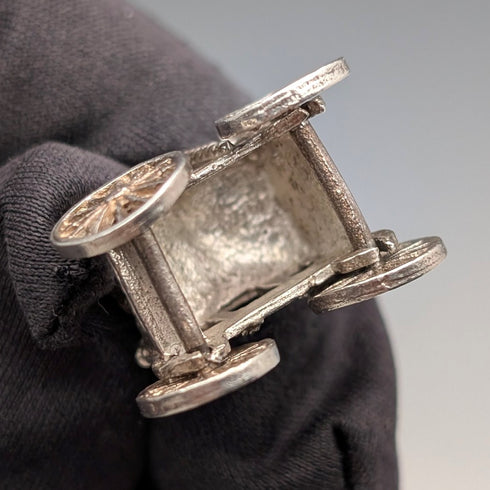 1891年 英国アンティーク 純銀製アルバートチェーン 39g  馬車型フォブ