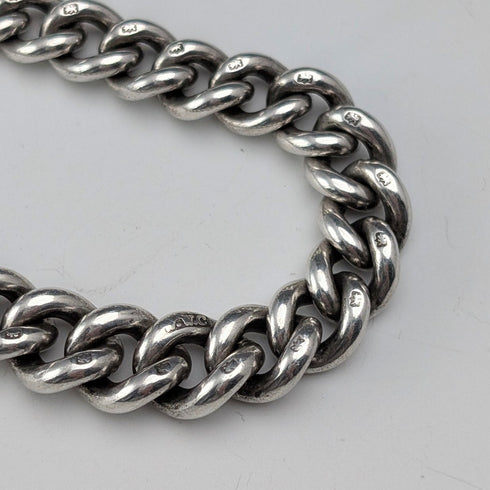 1891年 英国アンティーク 純銀製アルバートチェーン 39g  馬車型フォブ