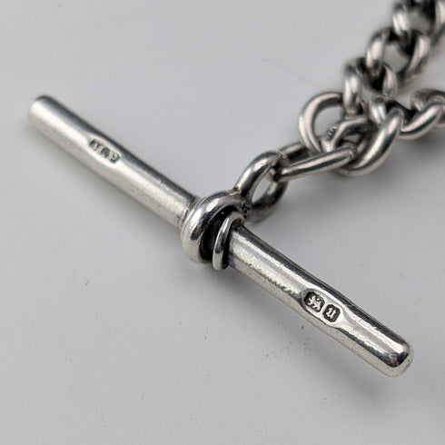 1894年 英國古董 純銀製阿爾伯特鍊 60g 純銀獎章懷錶鏈