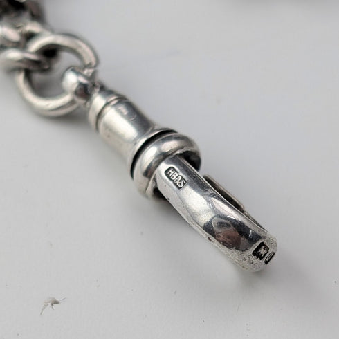 1919年 英國古董 純銀製雙重阿爾伯特鍊 59g 純銀獎章懷錶鏈