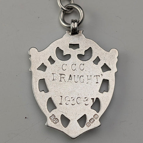 1912年 英國古董 純銀製阿爾伯特鍊 32g 純銀獎章懷錶鏈