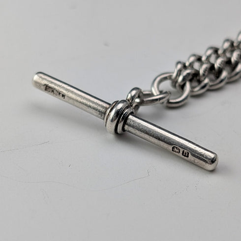 1912年 英國古董 純銀製阿爾伯特鍊 32g 純銀獎章懷錶鏈