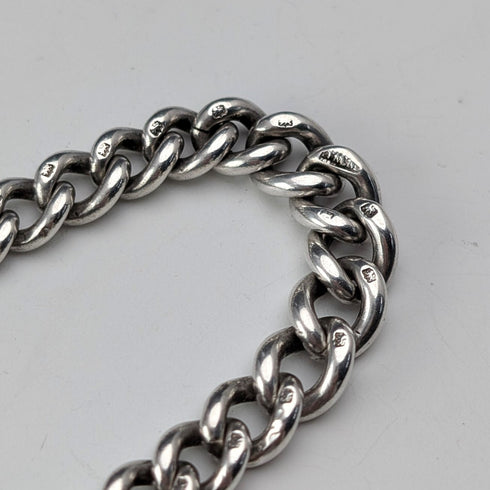 1912年 英國古董 純銀製阿爾伯特鍊 32g 純銀獎章懷錶鏈