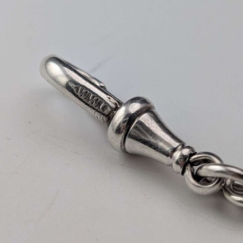 1912年 英国アンティーク 純銀製アルバートチェーン 32g 純銀メダルフォブ